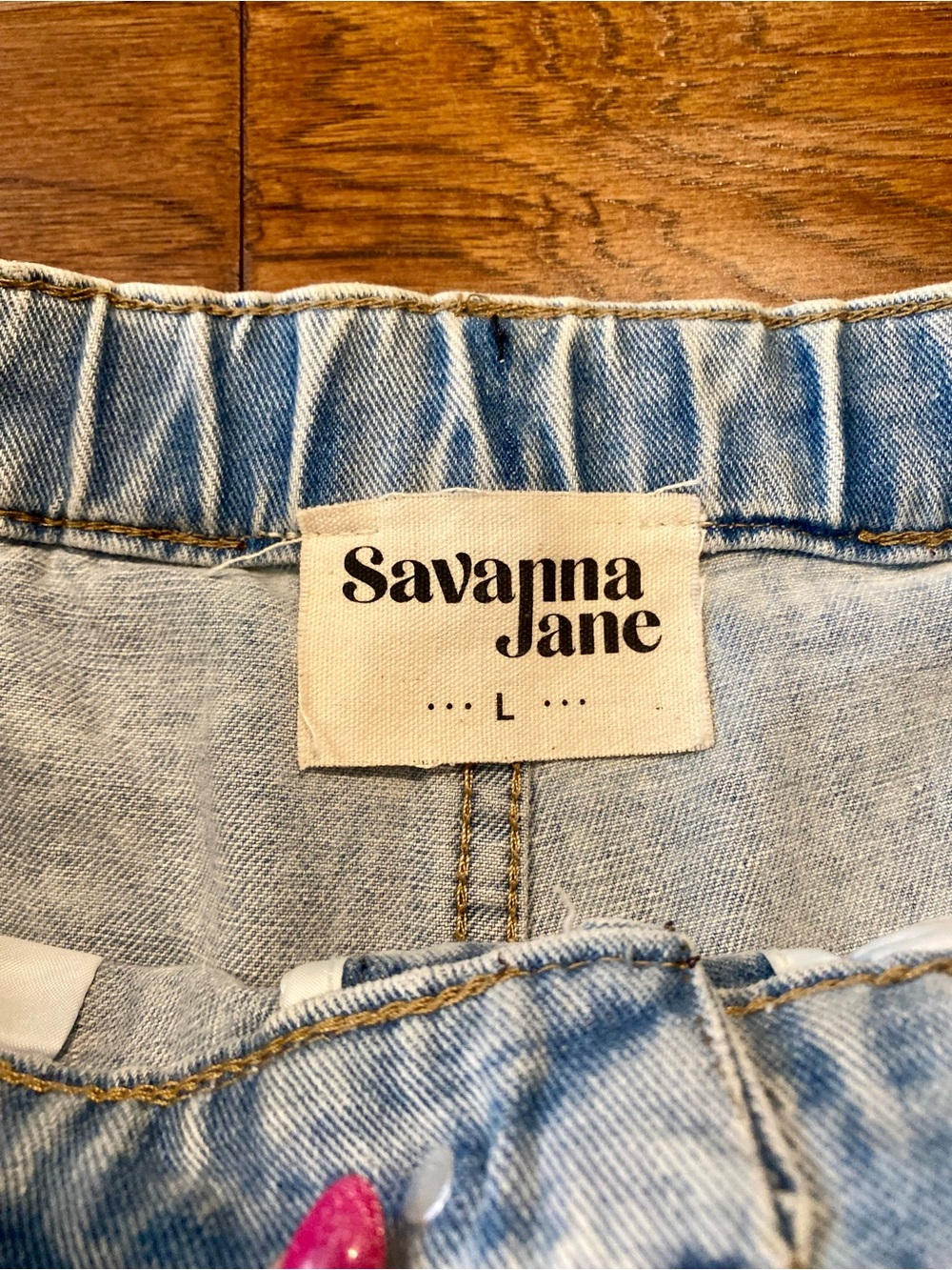 NWOT Savanna Jane‎ Light Blue Denim Shorts with Rhinestone Fringe - Picture 4 of 11
